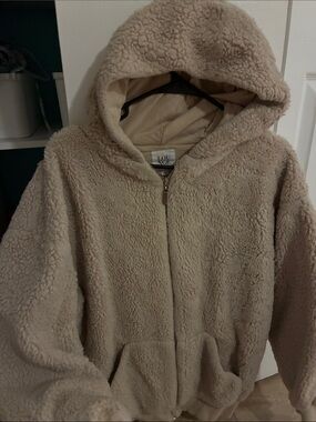 Taupe Sherpa Hoodie Jacket